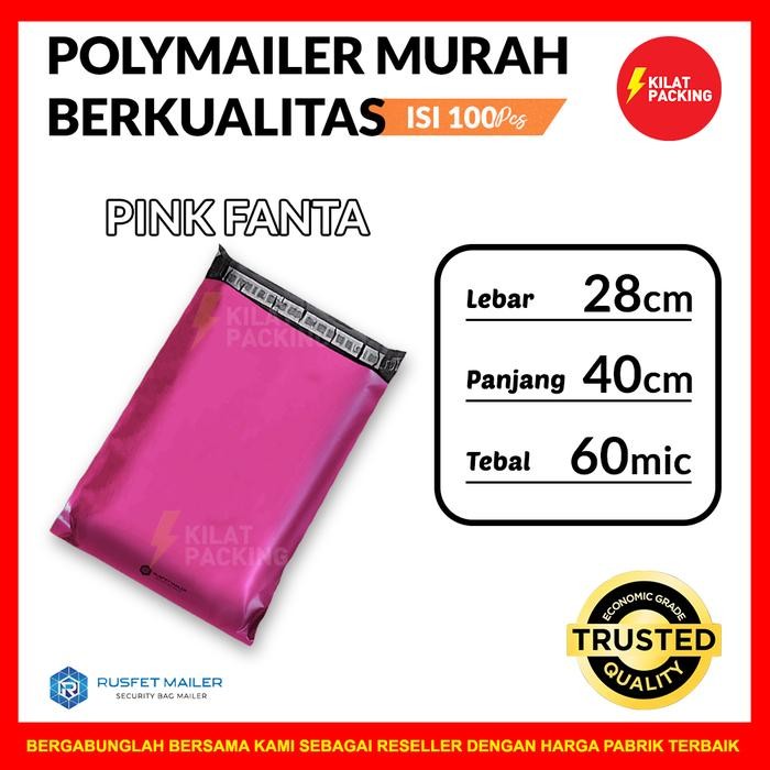 

POLYMAILER EKONOMIS PINK 28X40 - PLASTIK PACKING ONLINE MURAH 100 PCS KODE 839