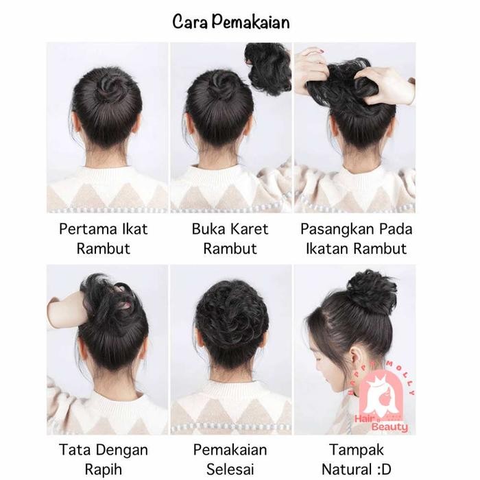 Fun Bun Wig Cepol - Konde Karet Rambut Wanita Korea - Sanggul W8229 ( Group )