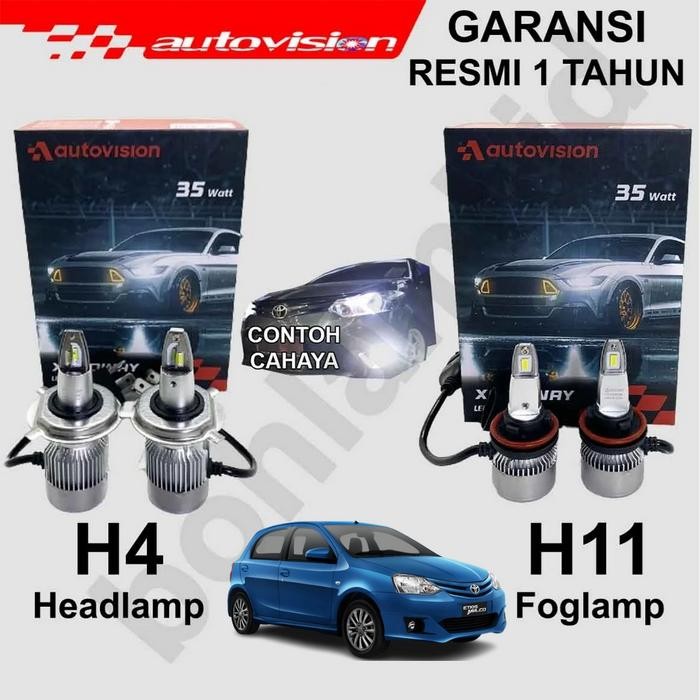 Paket 2Set LED ETIOS VALCO Headlamp+Foglamp H4+H11 AUTOVISION XANDWAY
