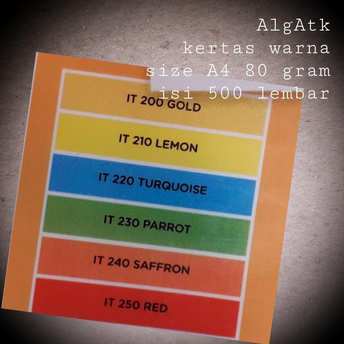 

Kertas Warna Size A4 80 Gram Isi 500 Lembar Sinar Dunia