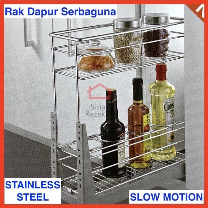 Rak Tarik Dapur Vitco Xc 27316 Slow Motion Stainless Bumbu Botol Gelas