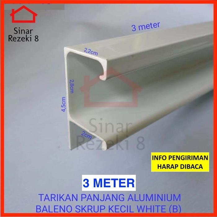 Tarikan Handle Aluminium Putih Gp 30 Profil Lis Frame 3 M Alumunium