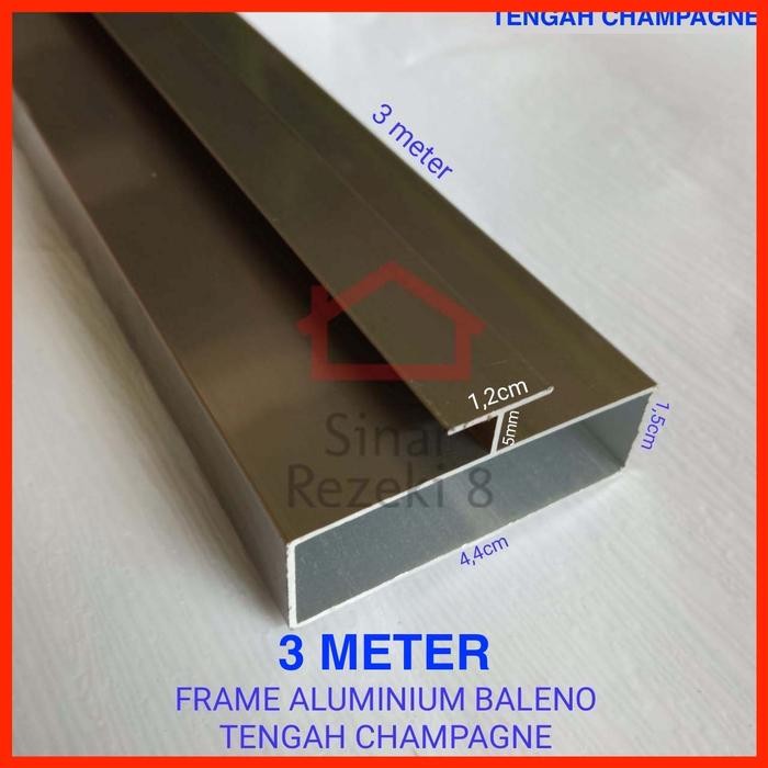 Frame Aluminium Tengah Champagne Profil Lis List Frame Alumunium Ft 45