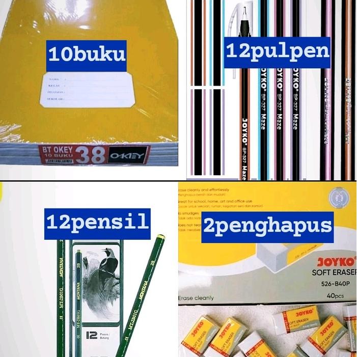 

Paket Lengkap Buku Tulis+Pulpen+Pensil+Penghapus