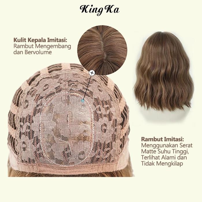 Wig Wanita Korea Full Wig Korea Pendek untuk Wanita/Rambut Pendek Bergelombang dengan Warna Custom
