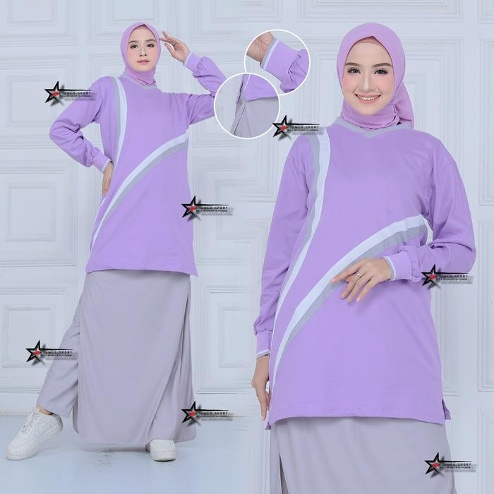 Setelan baju olahraga senam Sport ROK CELANA (rocela) / Baju senam One set wanita muslimah Panjang