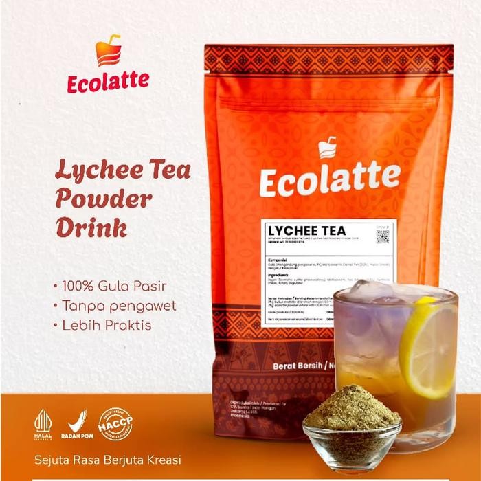 

Tersedia Ecolatte Lychee Tea Powder Drink 1Kg - Minuman UMKM Shopee