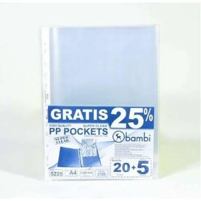 

Plastik Pp Pocket Bambi A4 5220 1 Dus Isi 50 Set