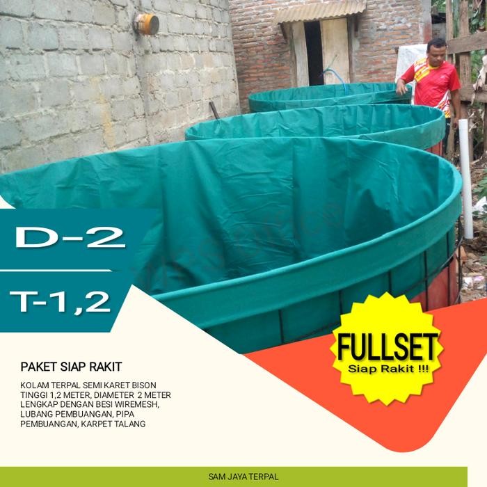 Tekira.store KOLAM TERPAL IKAN FULLSET D2/ T 1,2 kolam bulat bioflok