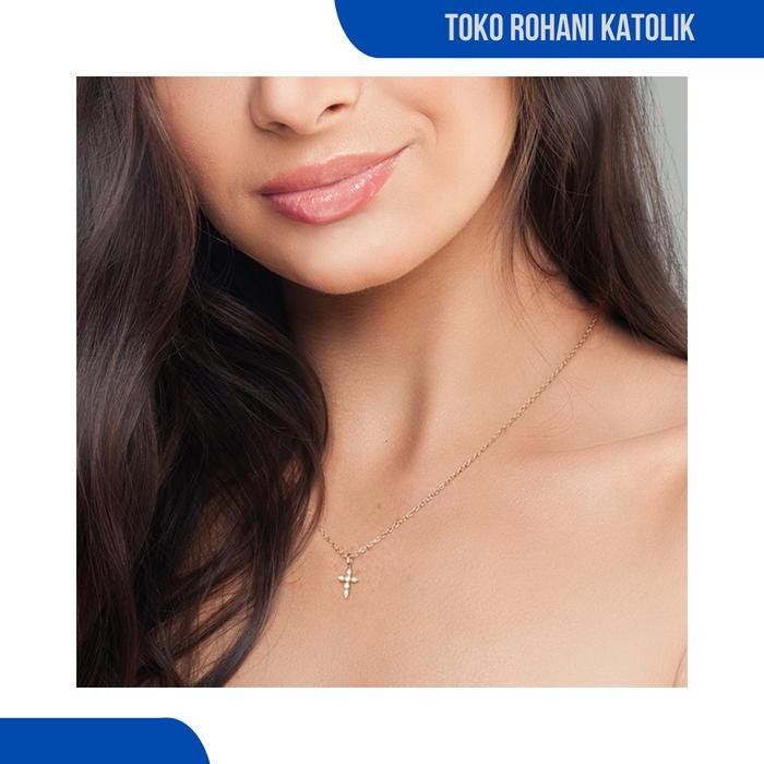 ASLI KALUNG TITANIUM WANITA / KALUNG SALIB BERKLASIK / KALUNG CEWEK ANTI KARAT / KALUNG SALIB