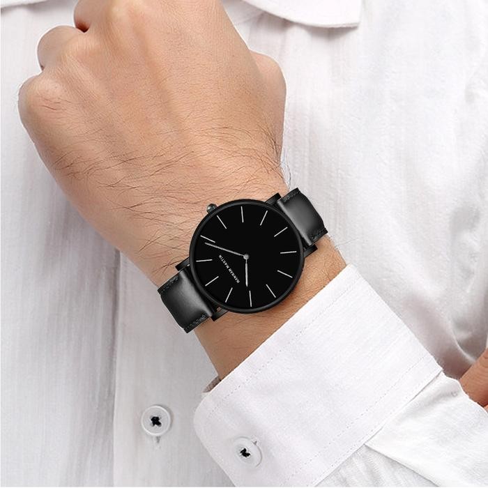 HANNAH MARTIN Jam Tangan Pria 100% Original Keren Sangat tipis Quartz COWOK Couple Kulit Anti Air