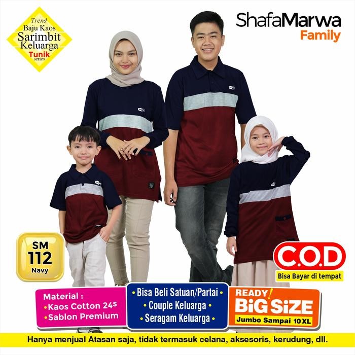 Kaos Couple Keluarga Shafamarwa Baju Atasan Tunik Sarimbit Family Ayah Ibu Wanita dan Anak Cowok