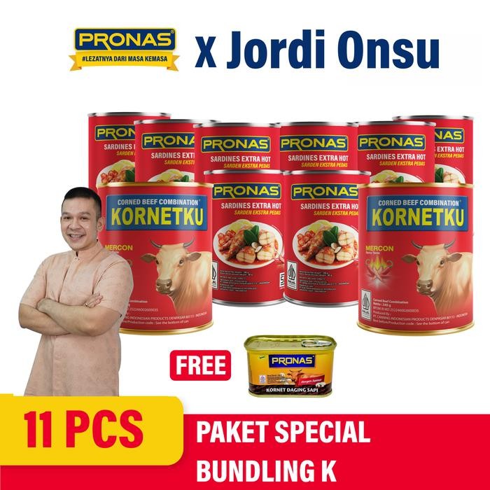 

[Exclusive Jordi Onsu] PRONAS Paket Special Sarden Chili 155 g (8 pcs) + KORNETKU Mercon 340 g