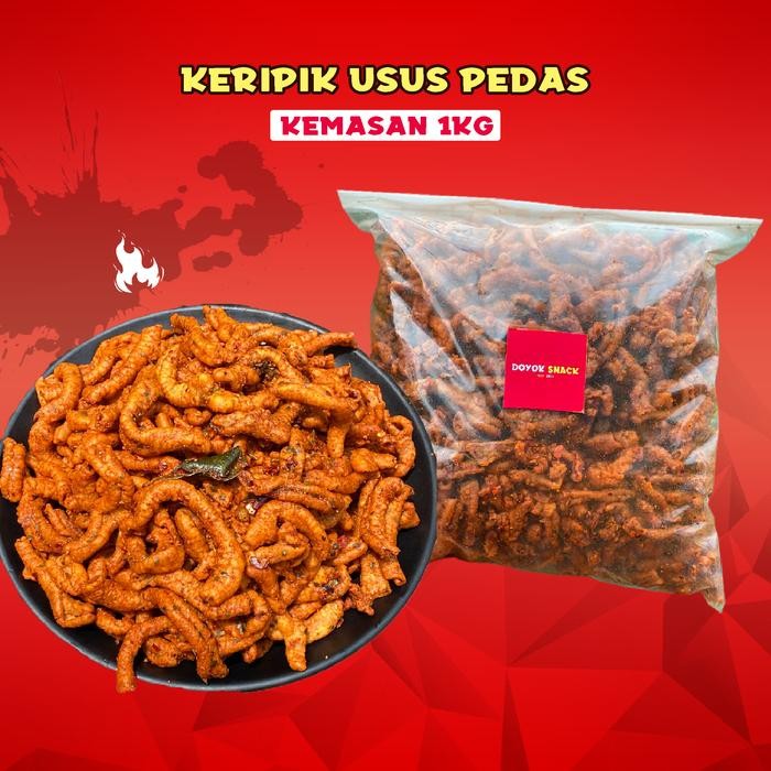 

1kg Kripik Usus Pedas Daun Jeruk Kriuk Camilan Snack Food Kering Jaya Makmur 2 Keripik Cap Doyok