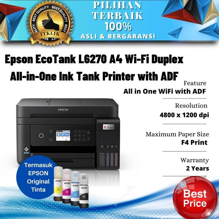 

Epson L6270 WiFi Duplex / Pengganti L6170 Printer All In One