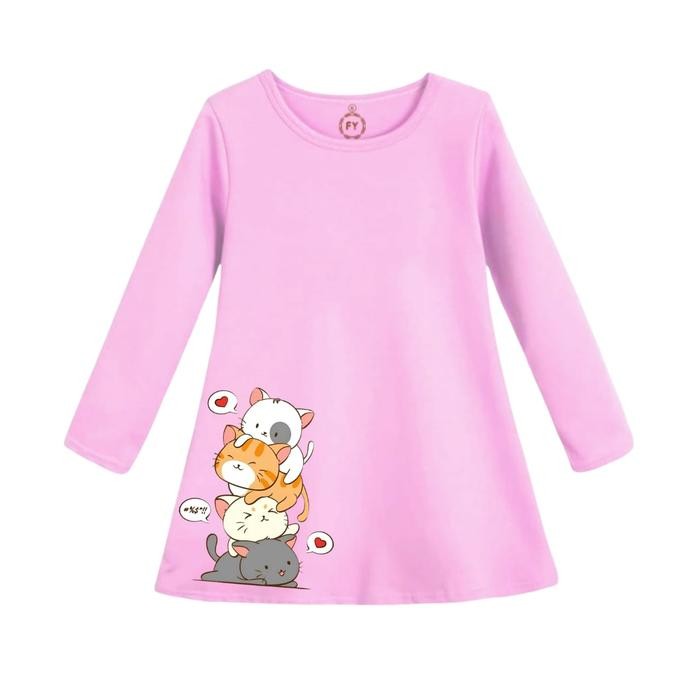 Pilihan- Kaos Daster Anak Perempuan Dress Anak Cewek Tunik Anak Motif Tunik 4Cats