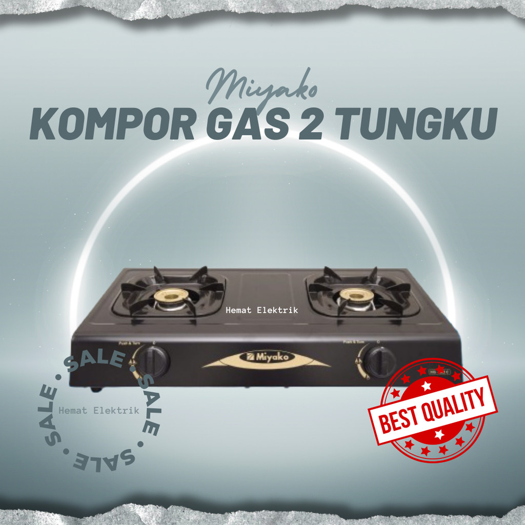 Kompor Gas Miyako 2 Tungku Burner Kuningan Api Biru Stainless Steel KG-302 C