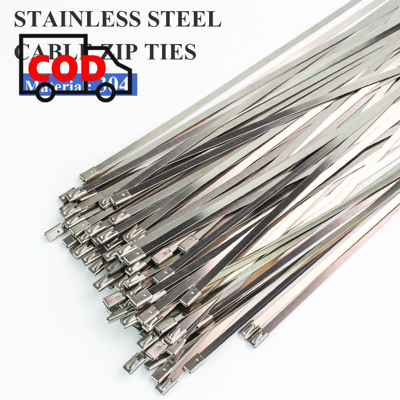 

Kabel Ties Stainless Steel 304 Anti Karat 100 PCS Pengikat Kabel Pipa Otomotif Industri Kuat Tahan Lama