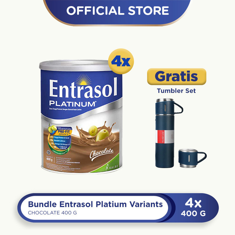 

Bundle 4 Pack Entrasol Platinum 400gr Chocolate Free Tumbler Set