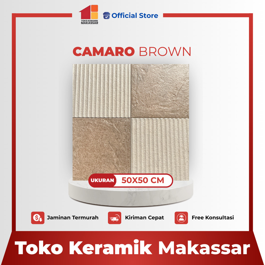 Keramik Lantai Ukuran 50x50 Camaro Brown Matt Keramik kamar mandi/Garasi