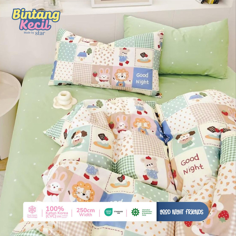 Bedcover & Sprei Premium Katun STAR Motif Good Night Friends