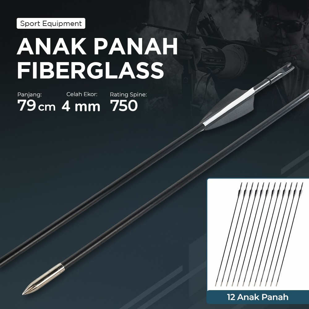 TOPARCHER Anak Panah Busur Recurve Bow Fiberglass Ujung Besi 12 PCS 80c