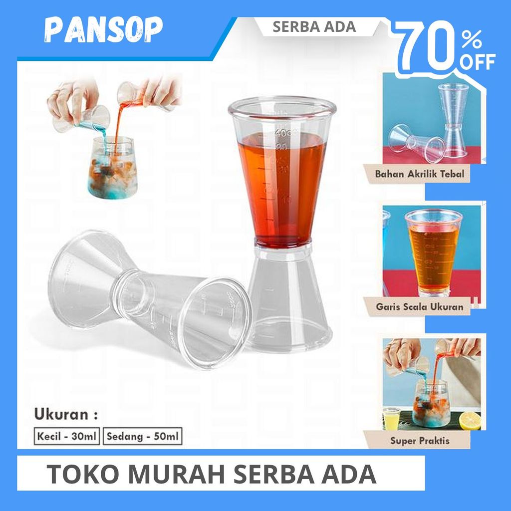 [Bisa Cod] Jigger Plastik Transparant 30Ml 50Ml Gelas Takaran Ukur Measuring Cup Takar By Pansop
