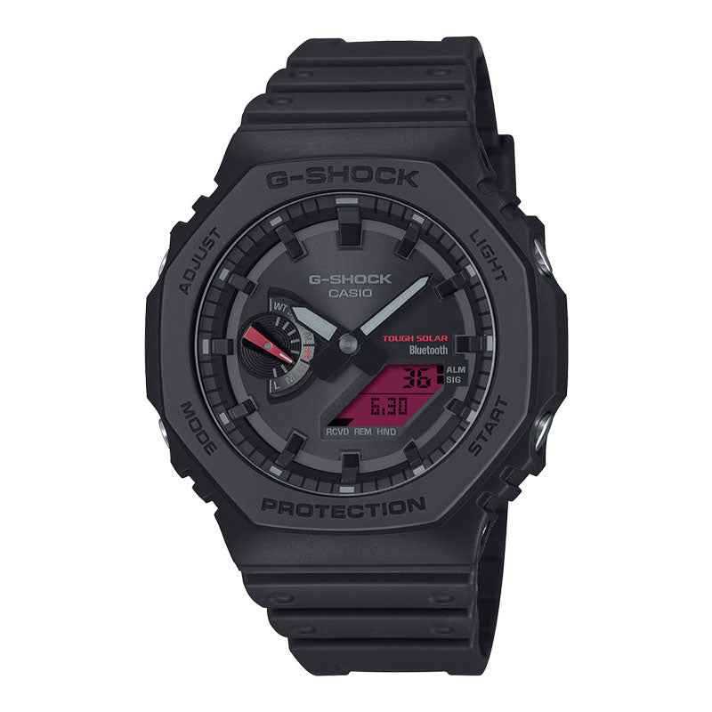 Casio G-Shock GA-B2100BBR-1ADR Black and Bold Red Series Digital Analog Dial Black Resin Band