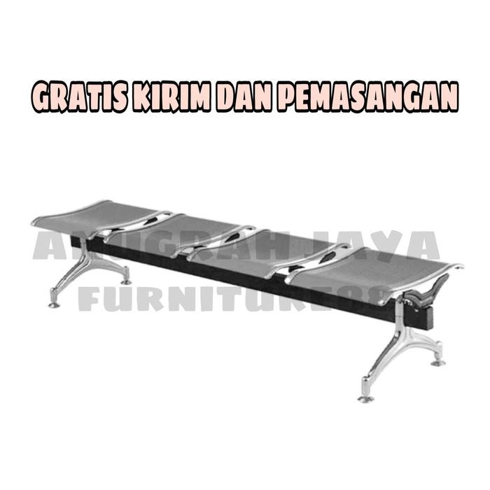 PREMIUM Kursi tunggu bandara tanpa sandaran silver / Kursi bandara besi