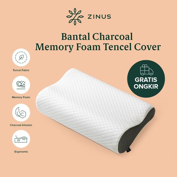 PREMIUM Bantal Zinus Charcoal Memory Foam Tencel Cover Bed