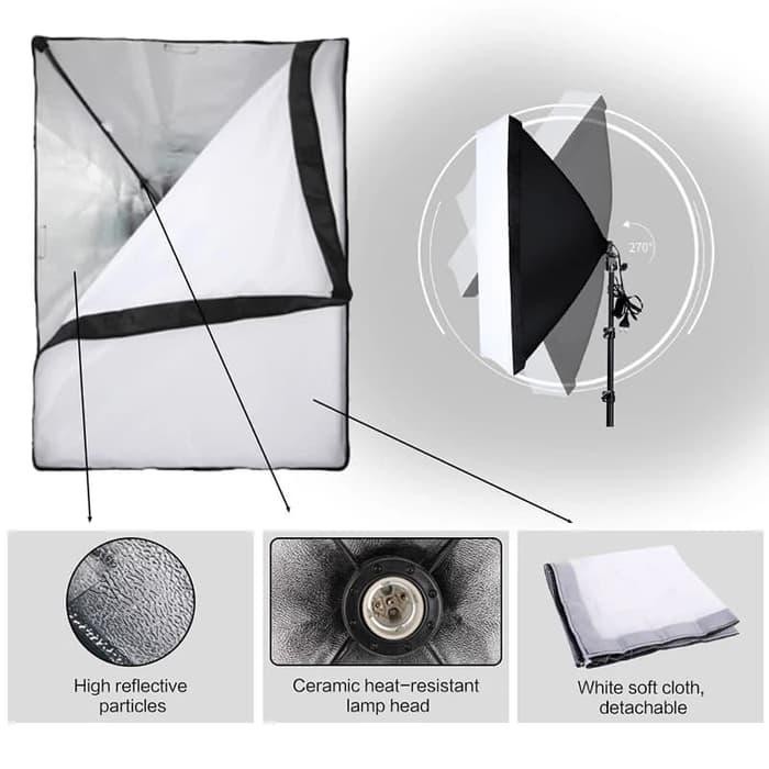 Softbox light stand lampu bohlam dan tas