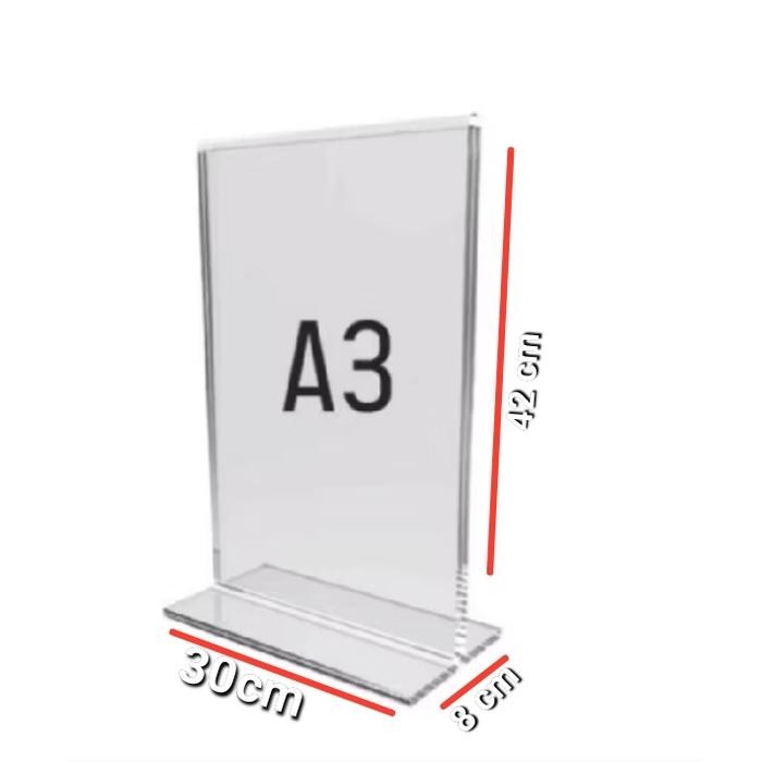 

Bisa Grab! Akrilik Tent Card Tempat Brosur A3 Uk 30 X 42 Cm Potrait T Tebal 2Mm