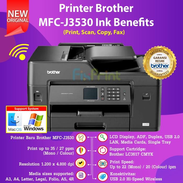 Printer Brother MFC-J3530DW Printer A3 Print Scan Copy Wireless Fax