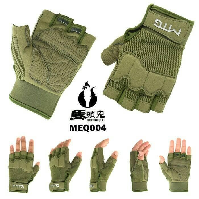 TERLARIS Sarung Tangan Rider Pengendara Motor MTG004, Half Finger Hijau READY STOCK