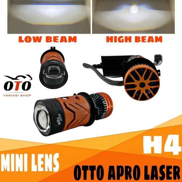LAMPU MINI LENS OTTO AUTO APRO LASER H4 PREMIUM 80 WATT SELENOID HI LOW BEAM CUT OFF FLAT PEMASANGAN