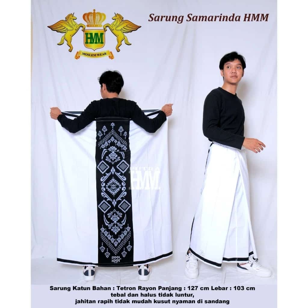 Zw670 Sarung Samarinda Hmm Putih Polos Hmm Polos Putih Plus Dus/ Sarung Halus/ Sarung Murah Sarung