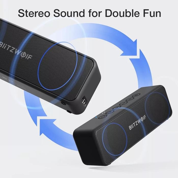 TERBARU BLITZWOLF BW WA4 SPEAKER 30W BLUETOOTH WIRELESS DUAL DRIVER BASS TWS BLACK TERMURAH