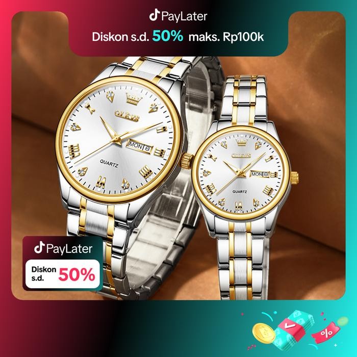 OLEVS Jam Tangan Couple Pasangan Original Anti Air Analog Terbaru Cod Watches