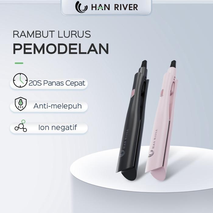 Terlaris Han River Catokan Rambut HRJFB08 (Hitam & Pink) Curly Elektrik Sisir SALE