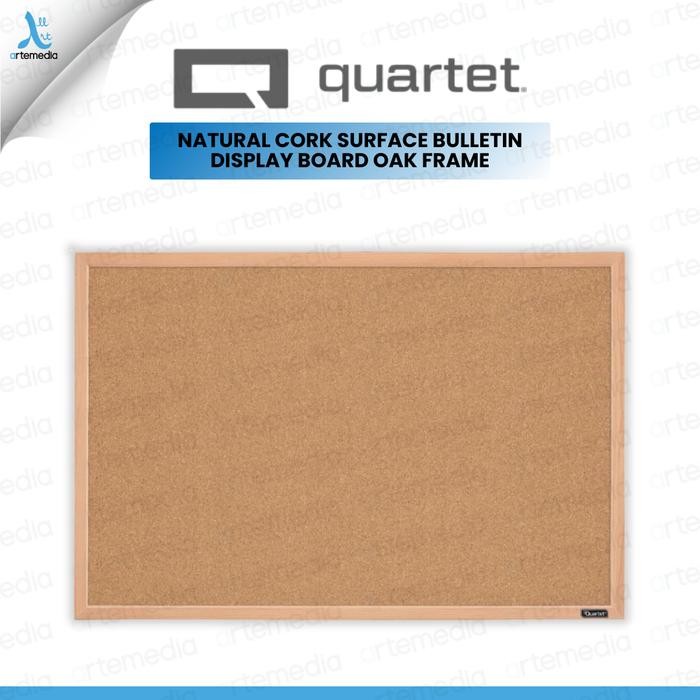 

Quartet Natural Cork Surface Bulletin Display Board Oak Frame Papan
