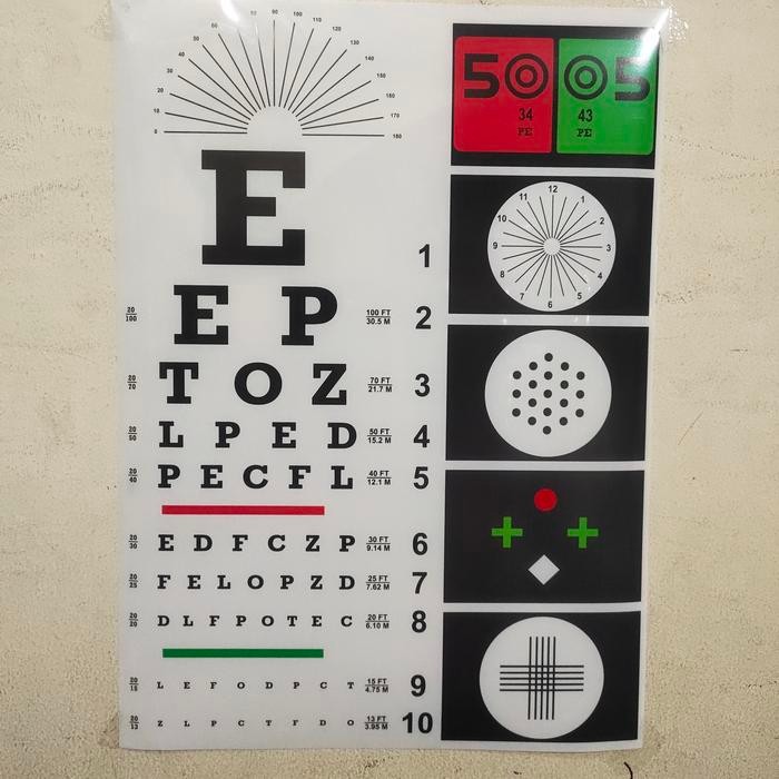 

Snellen Chart Huruf 6M/Kertas Film/Tebal/Mengkilat