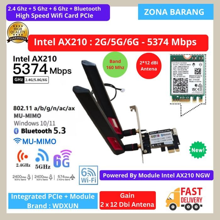 INTEL AX210 HIGH SPEED WIFI CARD PCIE WIFI6 DUAL BAND BLUETOOTH