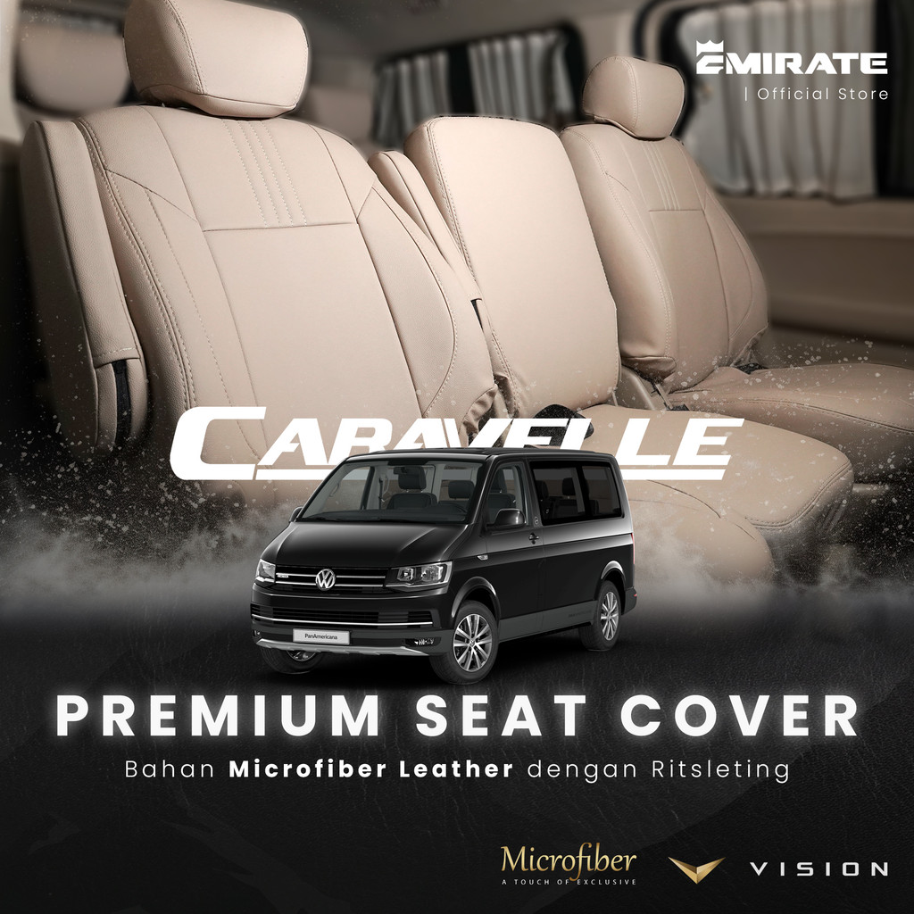 Sarung Jok Mobil VW Caravelle Semi Kulit / Cover Jok Mobil VW Caravelle Tahan Air dan Debu Bahan Mic