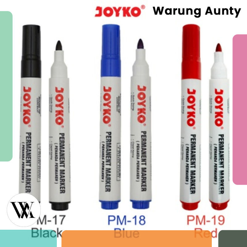 

SPIDOL MARKER PERMANENT PM-17 PM-19 JOYKO BLACK HITAM RED MERAH PERMANEN PM 17 ROUND TIP MURAH AWET ATK MURAH PM17 Warung Aunty Murah Bandung