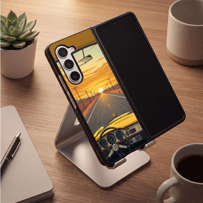 Case Casing Samsung Galaxy Z Fold 7 6 5 4 3 5G Sunset Road Trip FX0340