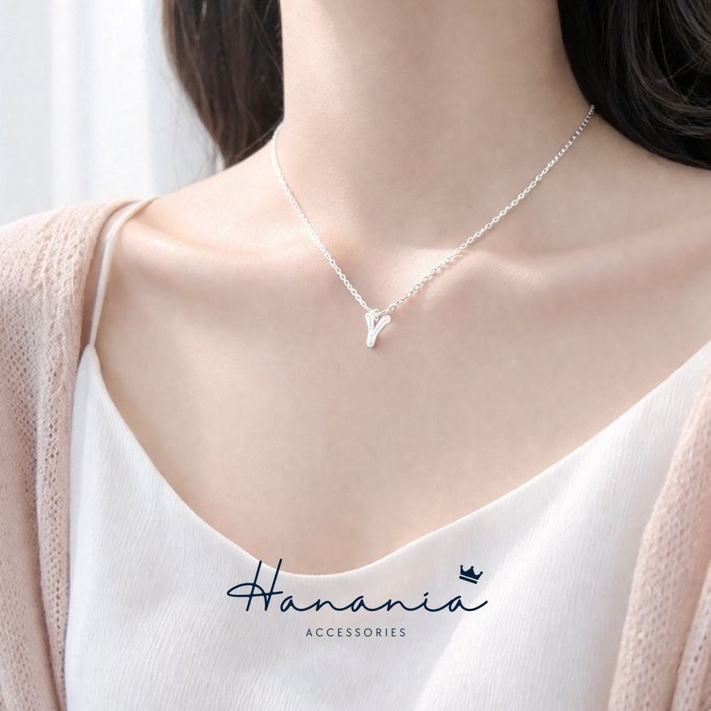 Liontin Silver / Perak Wanita Filigree, Tanpa Rantai Bentuk Huruf Y Kode H199