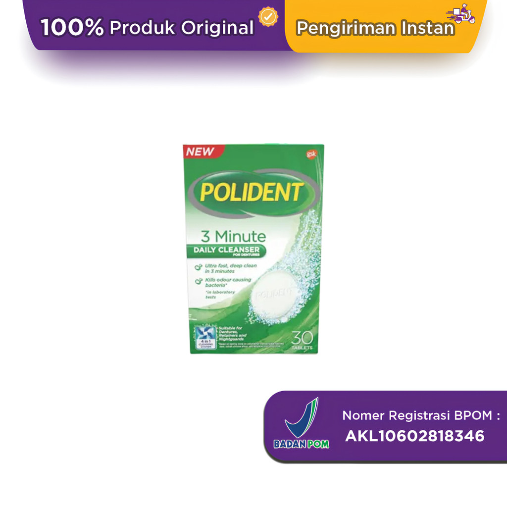 Polident 3 Minute Daily Cleanser 30 Tablet