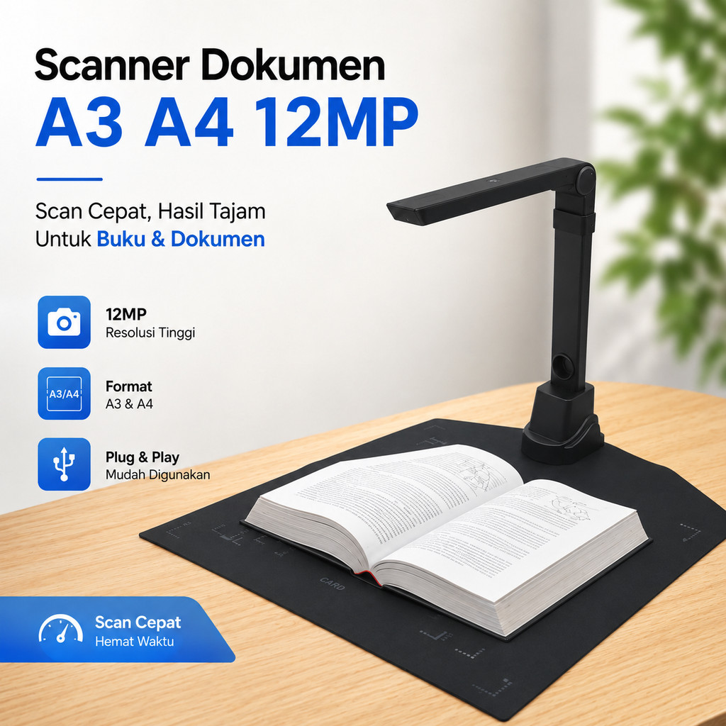 Scanner Dokumen Buku Overhead Portable Camera Scanner A3 A4 12MP - SD-2000