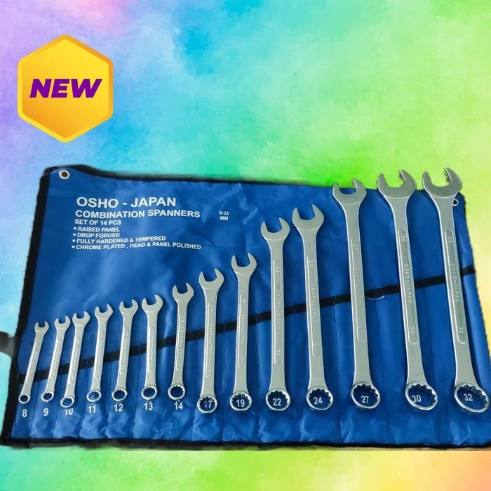 OSHO JAPAN Kunci Ring Pas 14 PCS Set - Wrench Set 11 Pcs 8 - 32