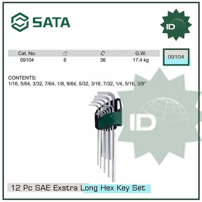 Kunci L Set 12 pcs Extra Long Point 09104 (SAE) SATA TOOLS